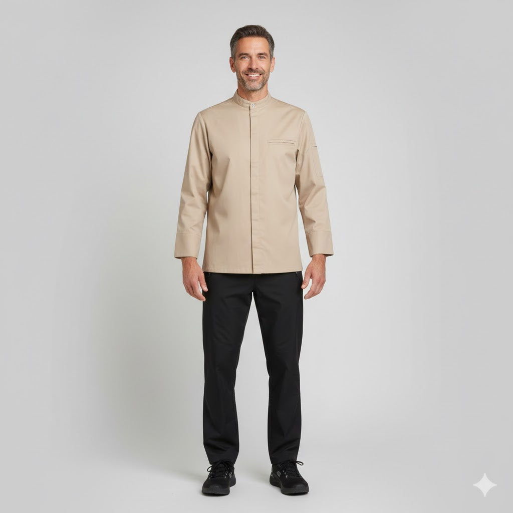 Nybo Khaki Unisex New Nordic Kokkejakke, långärmad, bekväm, elastisk