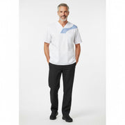 Nybo Vit/Ljusblå Unisex Comfortec Satin Busseronne, Andningsbar, Slitstark
