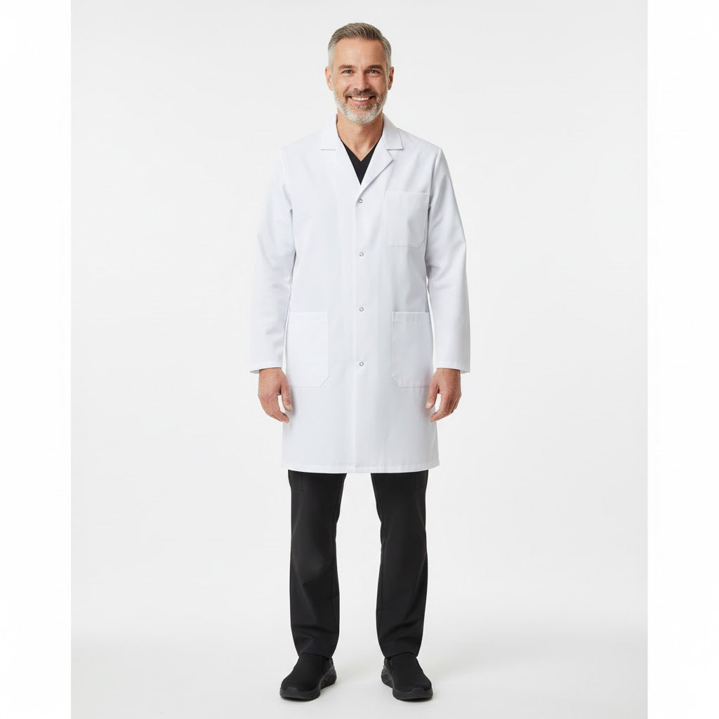Nybo Vit Herr Heartbeat Kittel, Revers, Slitstark, Justerbar