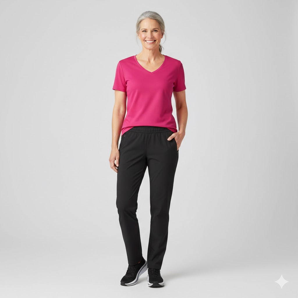 Rosa damt-shirt med V-ringning