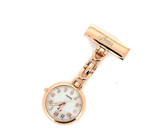 Rose gold sjuksköterskeklocka med gravyr
