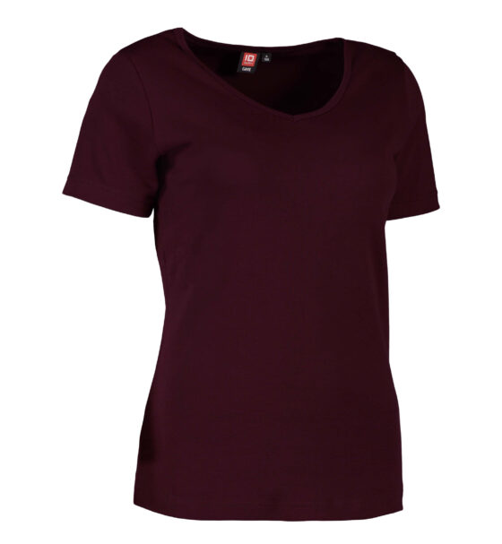 T-shirt i mörk bordeaux med v-hals