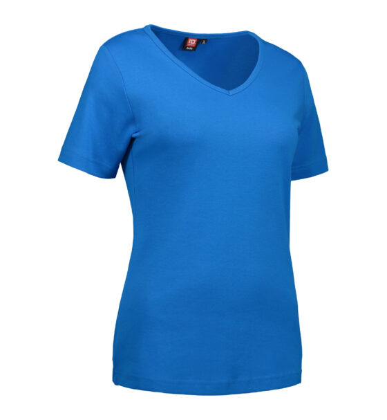 Turkisfärgad T-shirt med v-hals