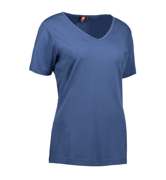 Indigo färgad t-shirt med v-hals
