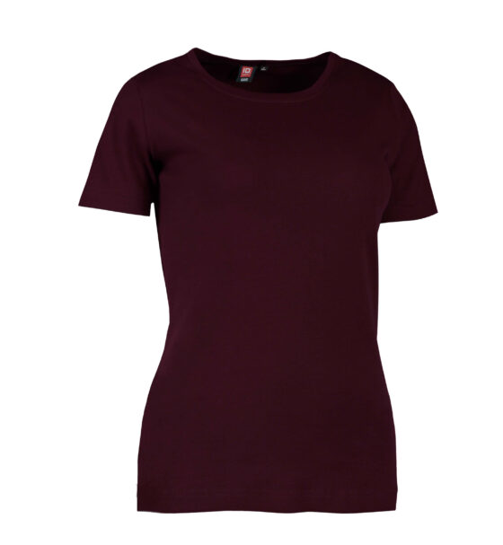 T-shirt med rund hals i mörk bordeaux