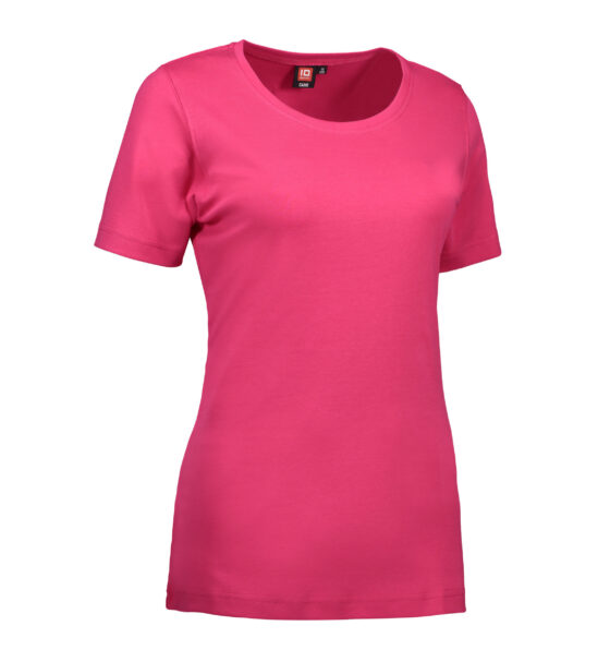 T-shirt med rund hals i mörk rosa