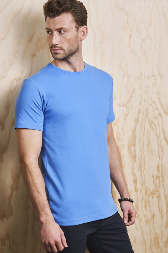 Blå t-shirt med rund hals till män