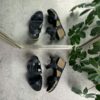 Svart skinnsandal från Green Comfort med kilklack