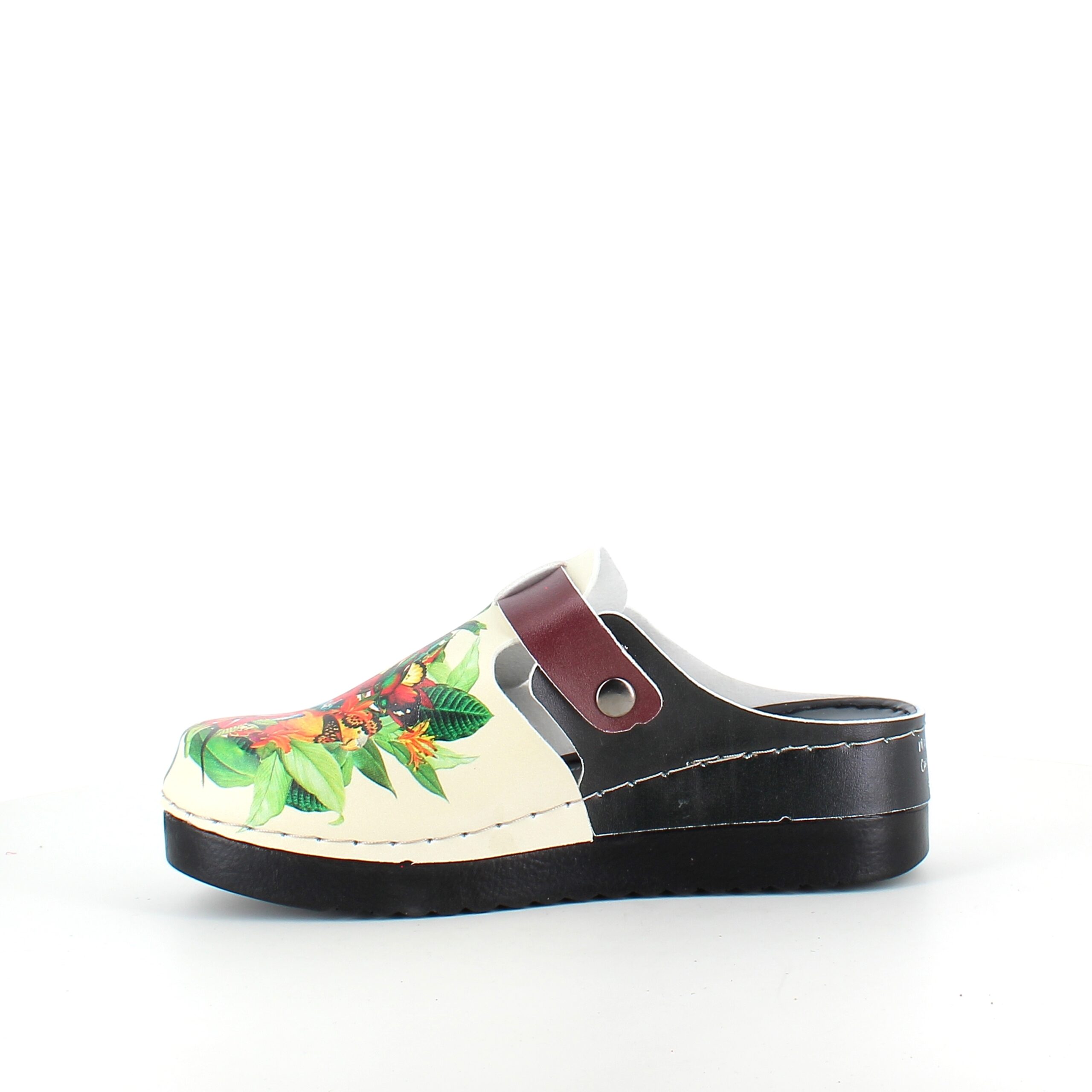 Träskor med papegojtryck