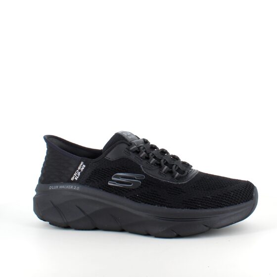 Svarta Skechers Slip-ins med stickad ovandel och elastiska skosnören