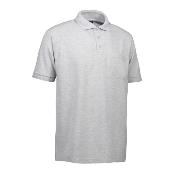 Nybo Grå Melange Herr Prowear Pikétröja, Slitstark, Bröstficka