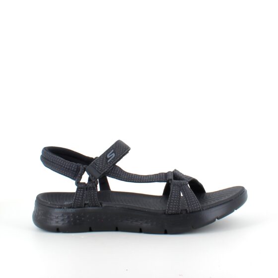 Svart Skechers GOwalk sandal, bred modell