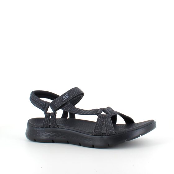 Svart Skechers GOwalk sandal, bred modell