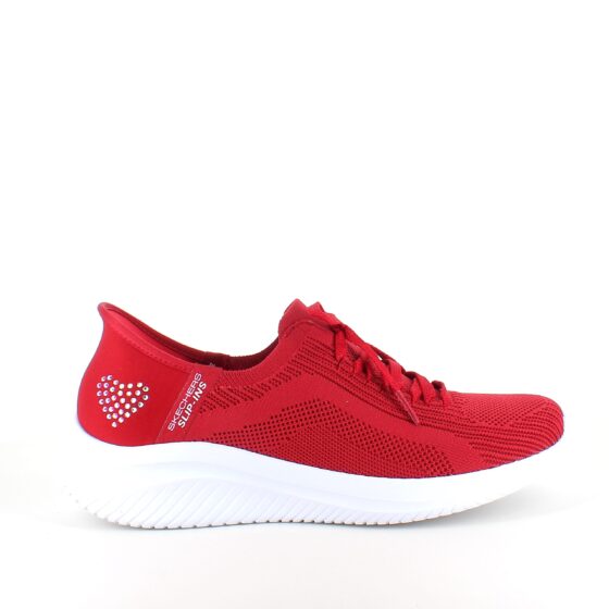 Röd Skechers Slip-ins med glittrande detaljer.