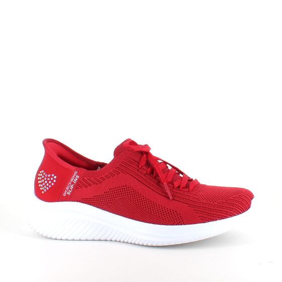 Röd Skechers Slip-ins med glittrande detaljer.