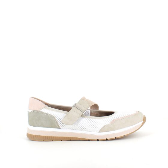 Relife ballerina skor med kardborreband – beige komfortskor med massageeffekt