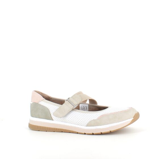Relife ballerina skor med kardborreband – beige komfortskor med massageeffekt