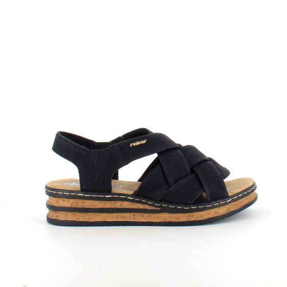 Svart Rieker sandal med flätad ovandel