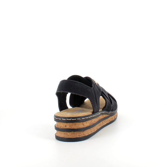 Svart Rieker sandal med flätad ovandel