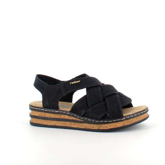 Svart Rieker sandal med flätad ovandel