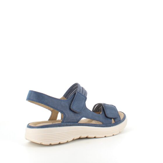Blå komfortsandal med elastisk og kardborreband – elegant stöd hela dagen