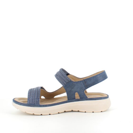 Blå komfortsandal med elastisk og kardborreband – elegant stöd hela dagen