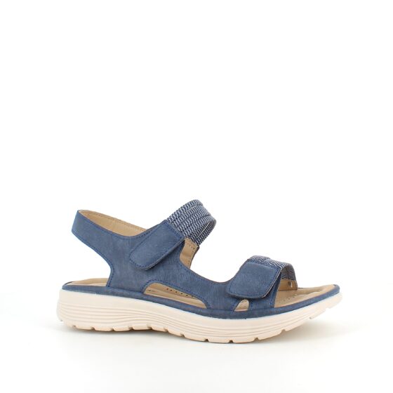 Blå komfortsandal med elastisk og kardborreband – elegant stöd hela dagen
