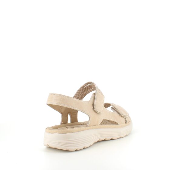 Beige komfortsandal med resår och kardborre - stiligt stöd hela dagen