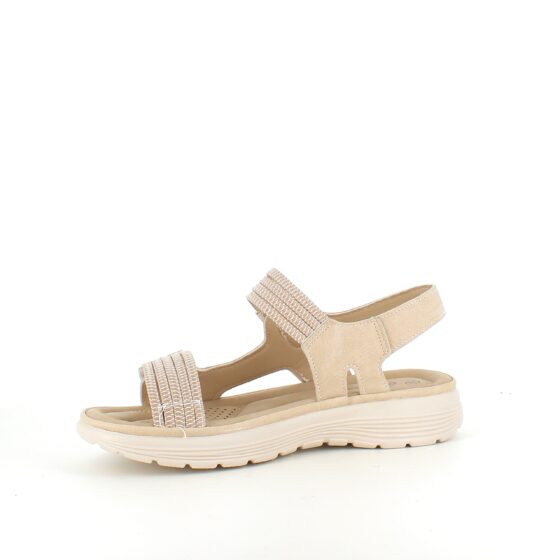 Beige komfortsandal med resår och kardborre - stiligt stöd hela dagen