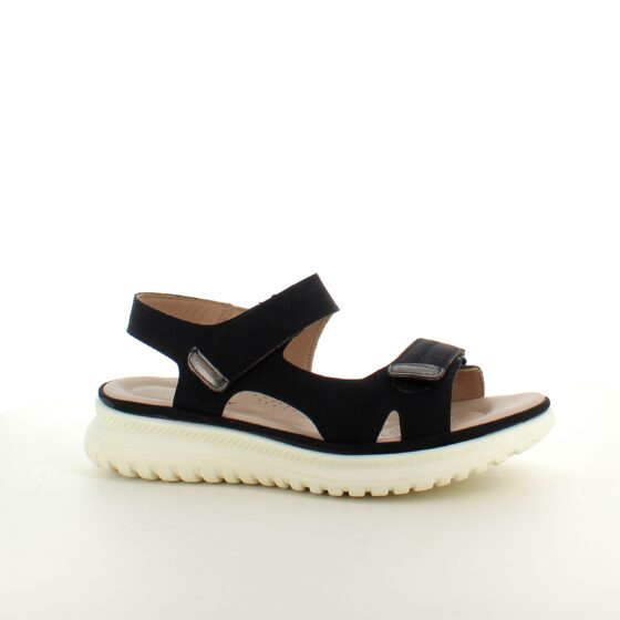 Klassisk svart sandal med ergonomisk komfort – för dig som går långt och står bekvämt