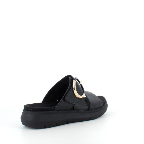 Svart Remonte slip-on skinnsandal med urtagbar sula