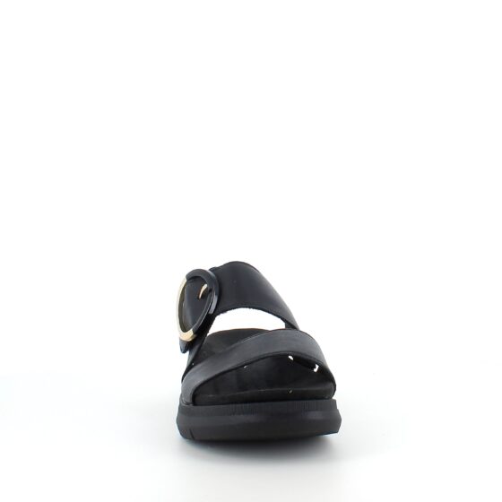 Svart Remonte slip-on skinnsandal med urtagbar sula