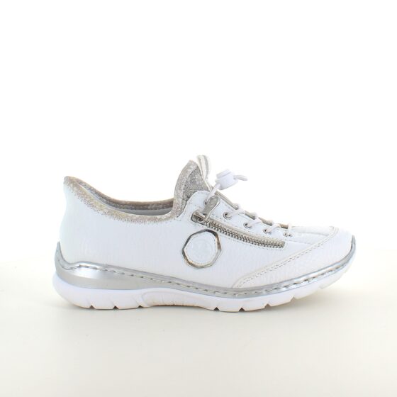 Vita Rieker slip-on sneakers med silverdetaljer