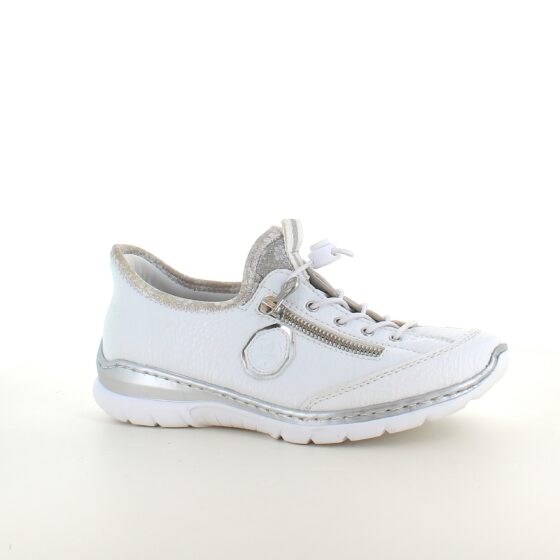 Vita Rieker slip-on sneakers med silverdetaljer