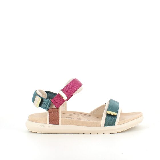 Lila/grön Woden sandal med bra hålfotsstöd.