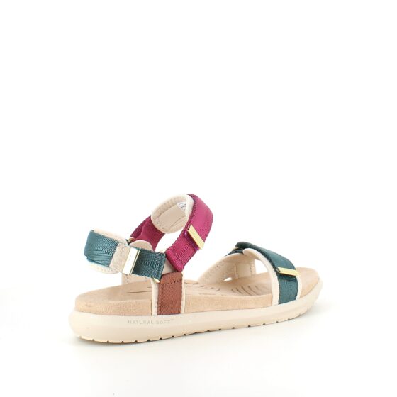 Lila/grön Woden sandal med bra hålfotsstöd.