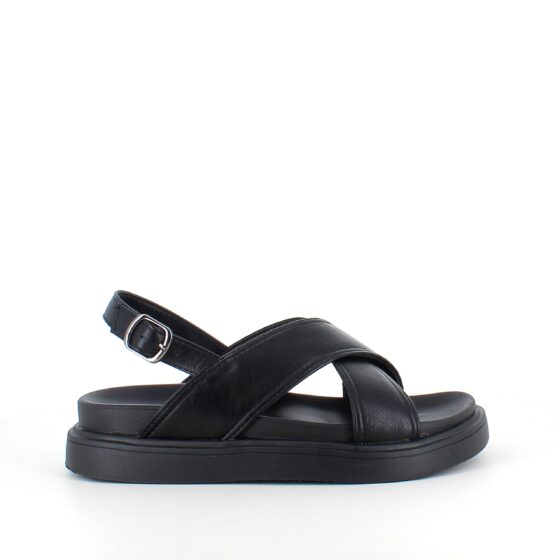 Elegant svart lädersandal med hälrem