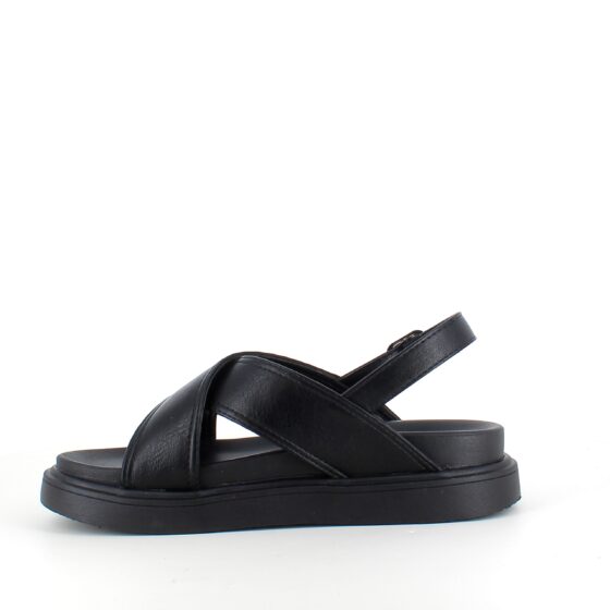 Elegant svart lädersandal med hälrem