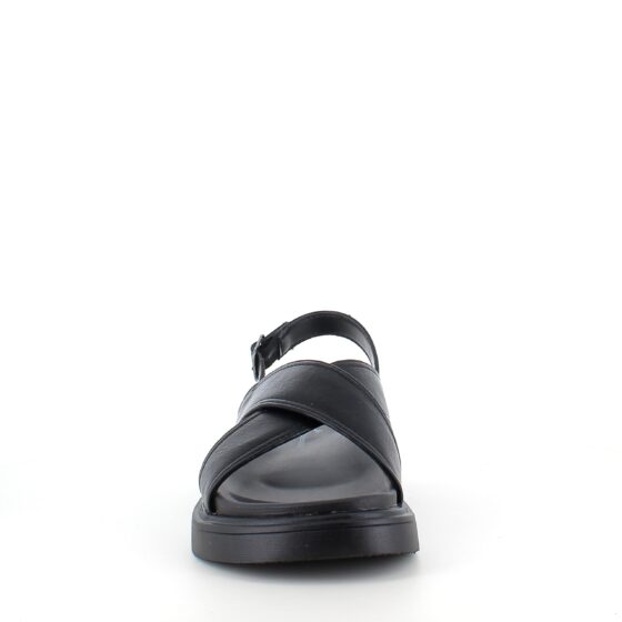 Elegant svart lädersandal med hälrem