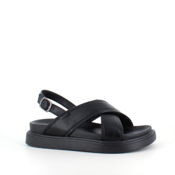 Elegant svart lädersandal med hälrem