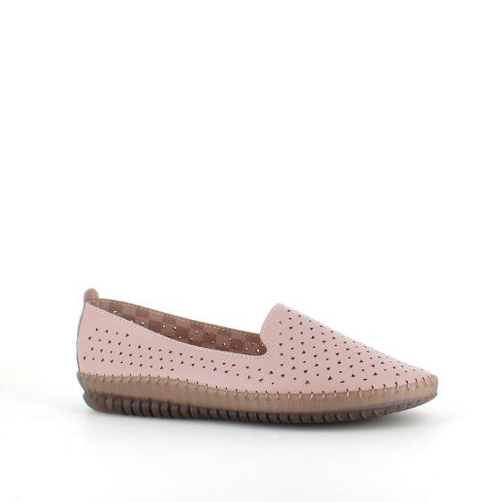 Beige ballerinaskor med fint, perforerat mönster
