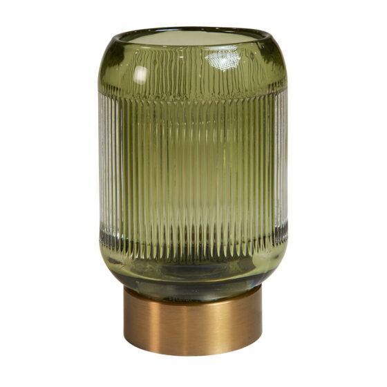 LED-lampa med ränder – Elegant lösning i grönt glas