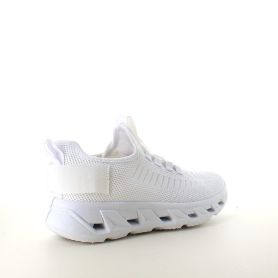 Vita slip-on skor med stickad ovandel