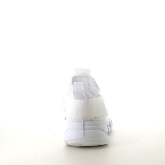 Vita slip-on skor med stickad ovandel
