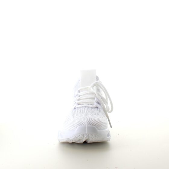 Vita slip-on skor med stickad ovandel