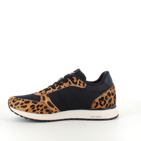 Smart Woden sneakers i svart mix med leopardmönster.