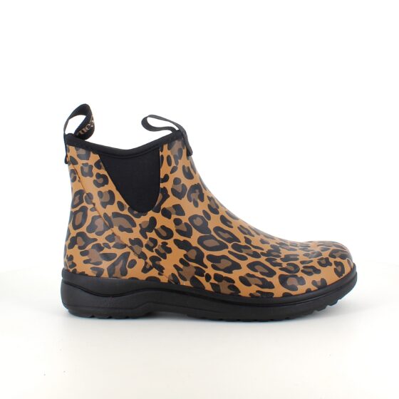 Green Comfort gummistövel i leopardmönster med hålfotsstöd