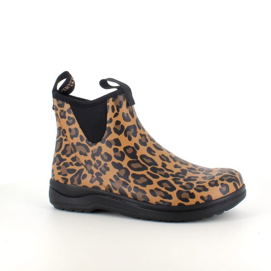 Green Comfort gummistövel i leopardmönster med hålfotsstöd