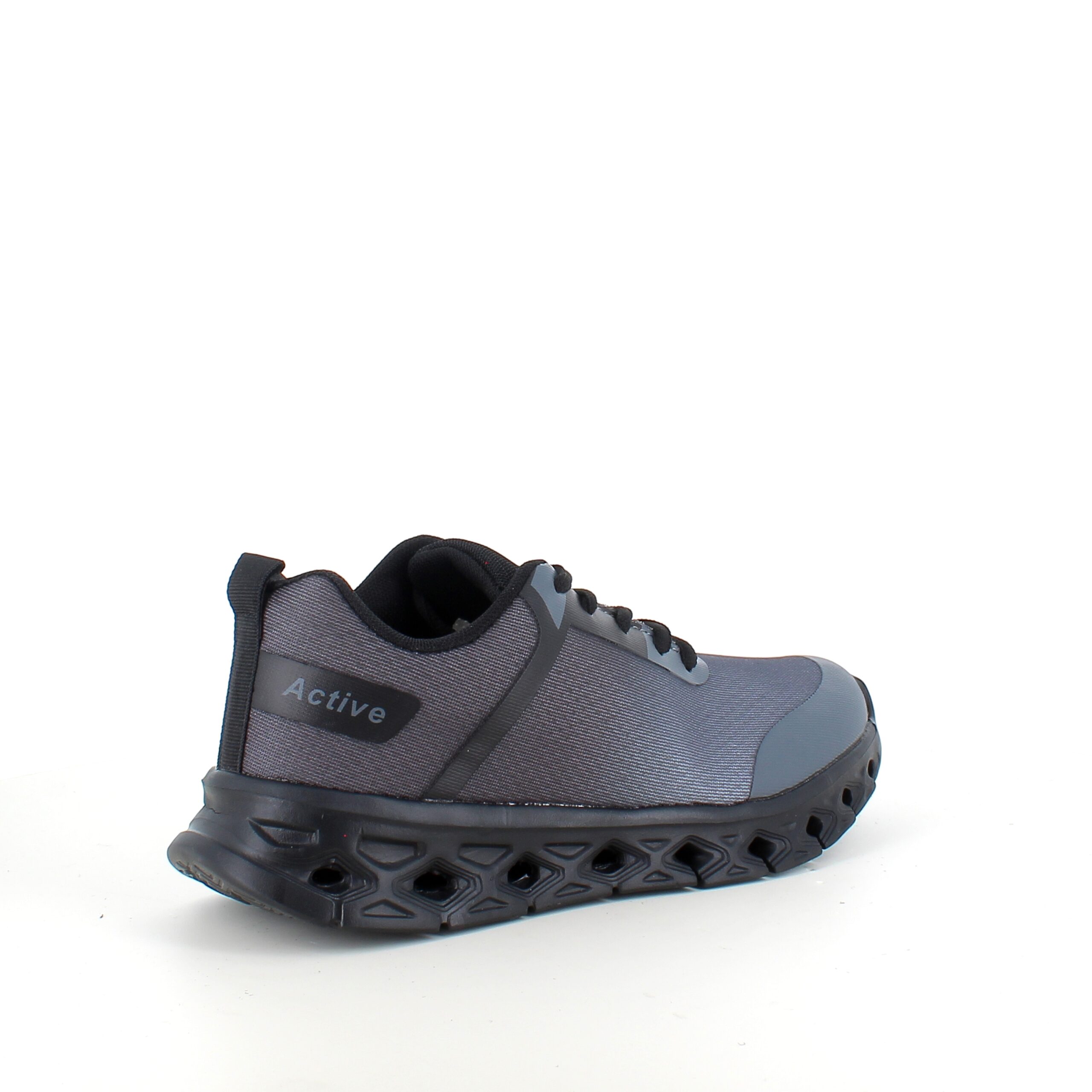 Lätt damsko i svartgrå med EVA-sula och snörning – andningsbar PU/mesh