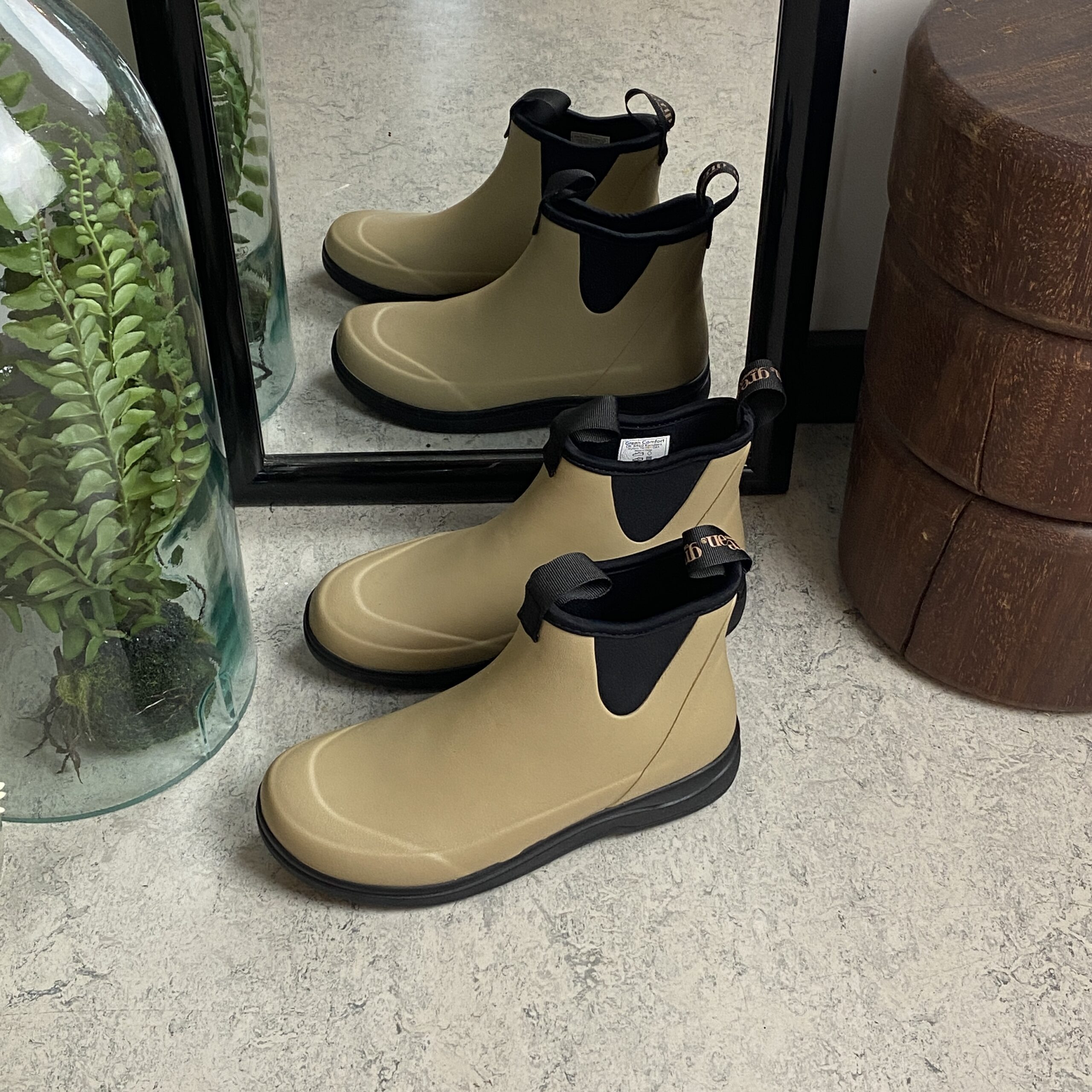 Green Comfort gummistövel i beige med hålfotsstöd